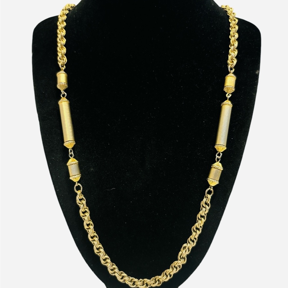 Gold-Link Tube Station Necklace - Women Jewelry